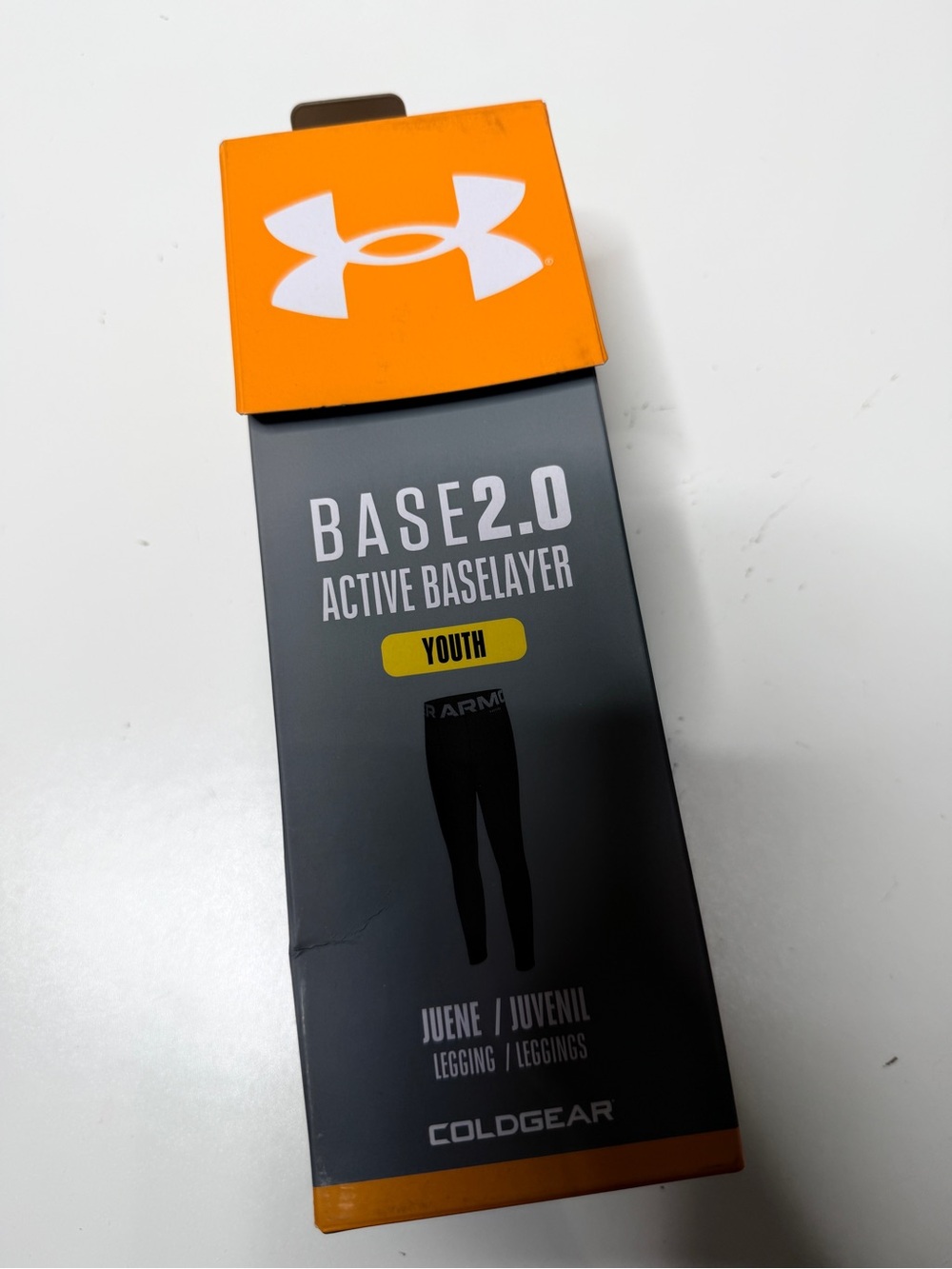 under armour base 2.0 layer cold gear black leggings tights youth boys small
